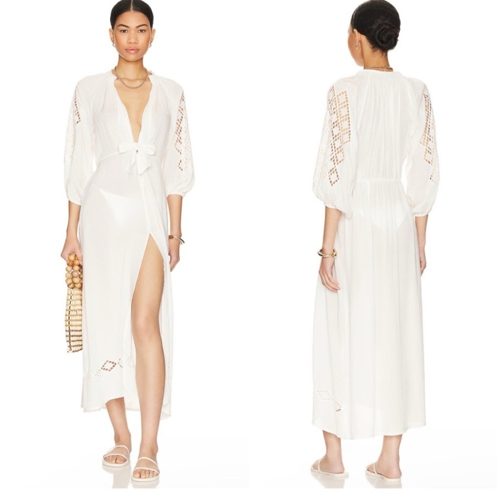ViX Swimwear Knot Long Caftan in Off White Size XS
